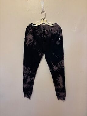 Women's Black Tie-Dye Joggers with Elastic Waist